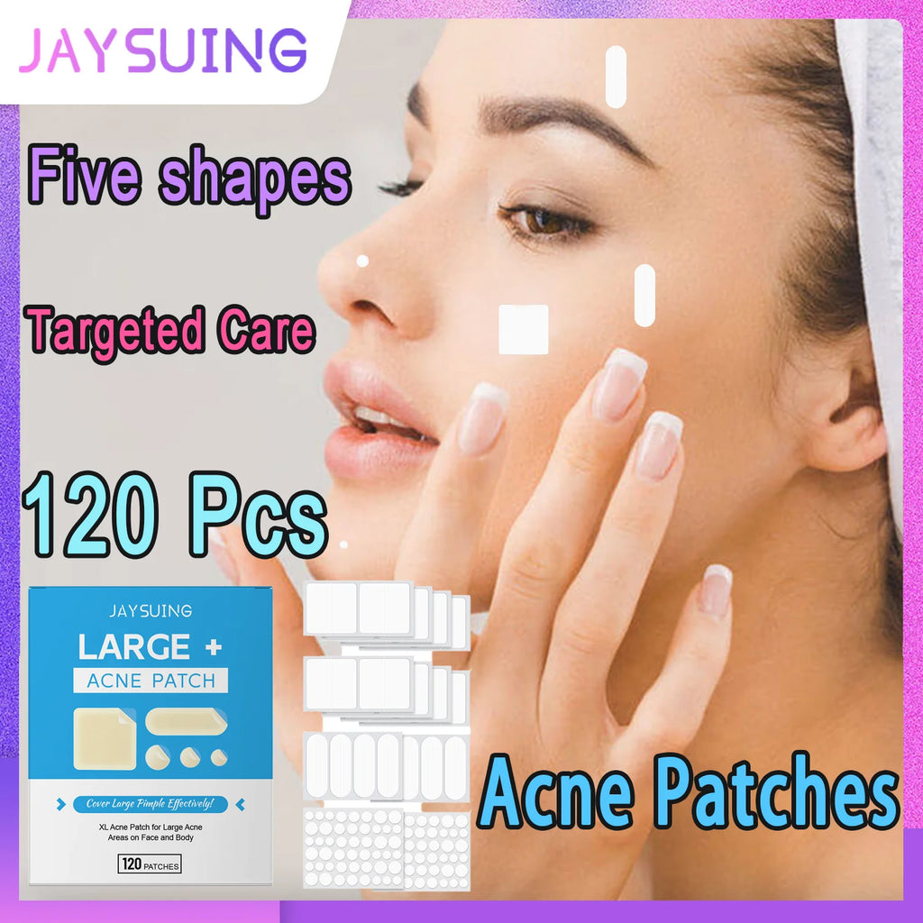 Acne Patches 120 Pcs Allantoin Salicylic Acid Hydrocolloid Multi Shape Pimple Patches for Face Blackhead Care Skin Elasticity Zpaxo