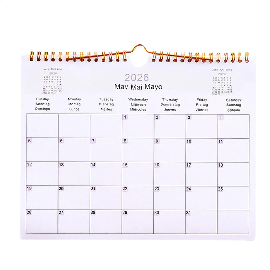 2026 Calendar Decorative Multilingual Coil Calendar 12 Month Modern Decorative Planner for Bedroom Dormitory Apartment Family Zpaxo