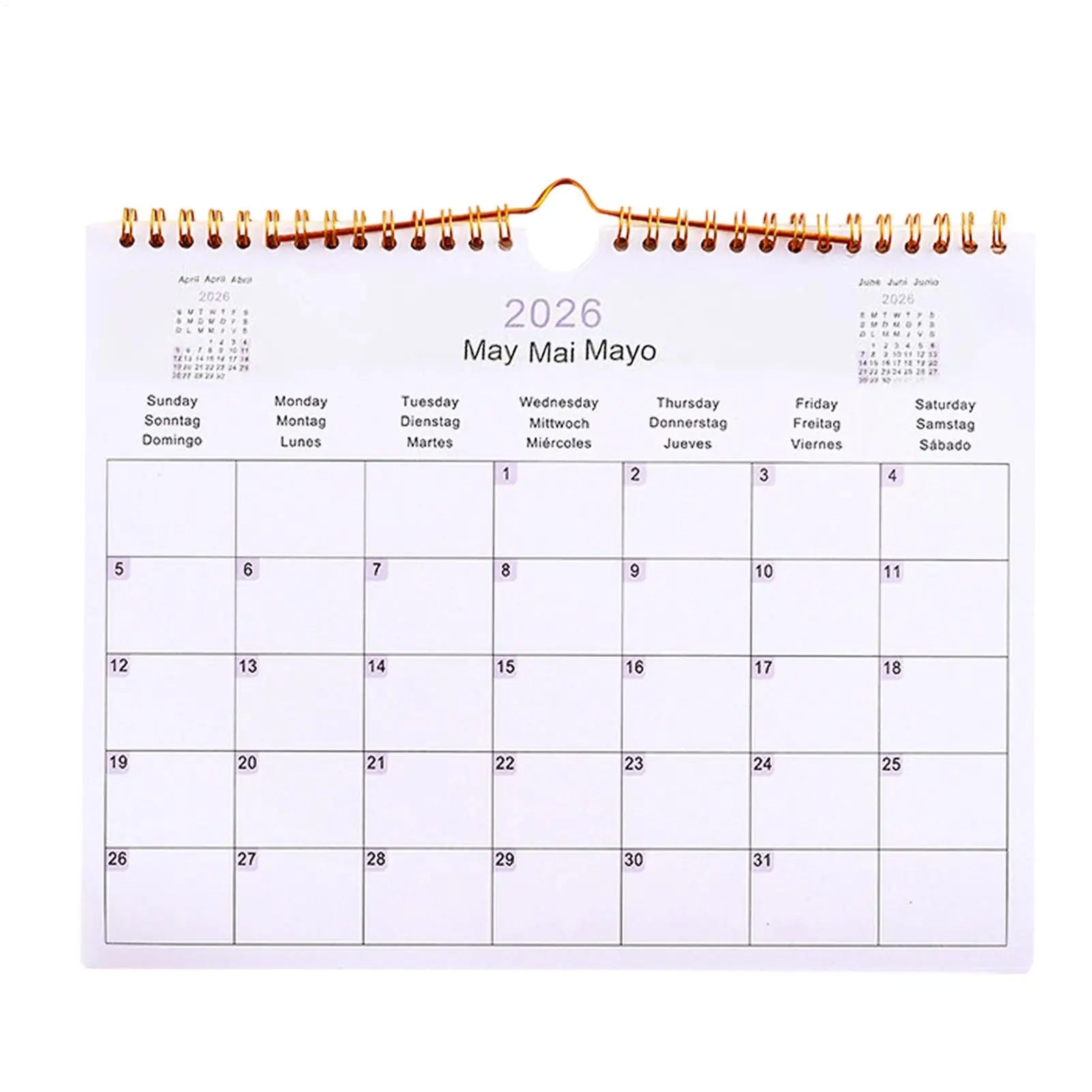 2026 Calendar Decorative Multilingual Coil Calendar 12 Month Modern Decorative Planner for Bedroom Dormitory Apartment Family Zpaxo