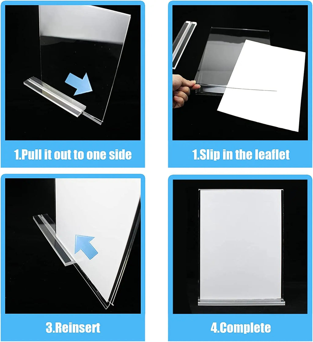 Clear Table Acrylic Sign Holder Stand Plastic Picture Paper Card