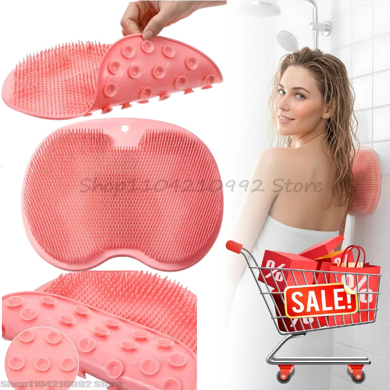 Silicone Rub Back Brush Bathroom Non-slip Wash Foot Pad Massage Shower Mat with Sucker Bath Massage Foot Exfoliating Brush Pad Zpaxo