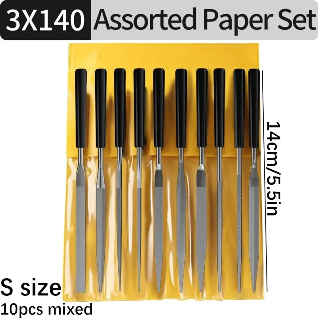 10-Piece Needle File Set – Metal, Wood, Glass & Stone Filing