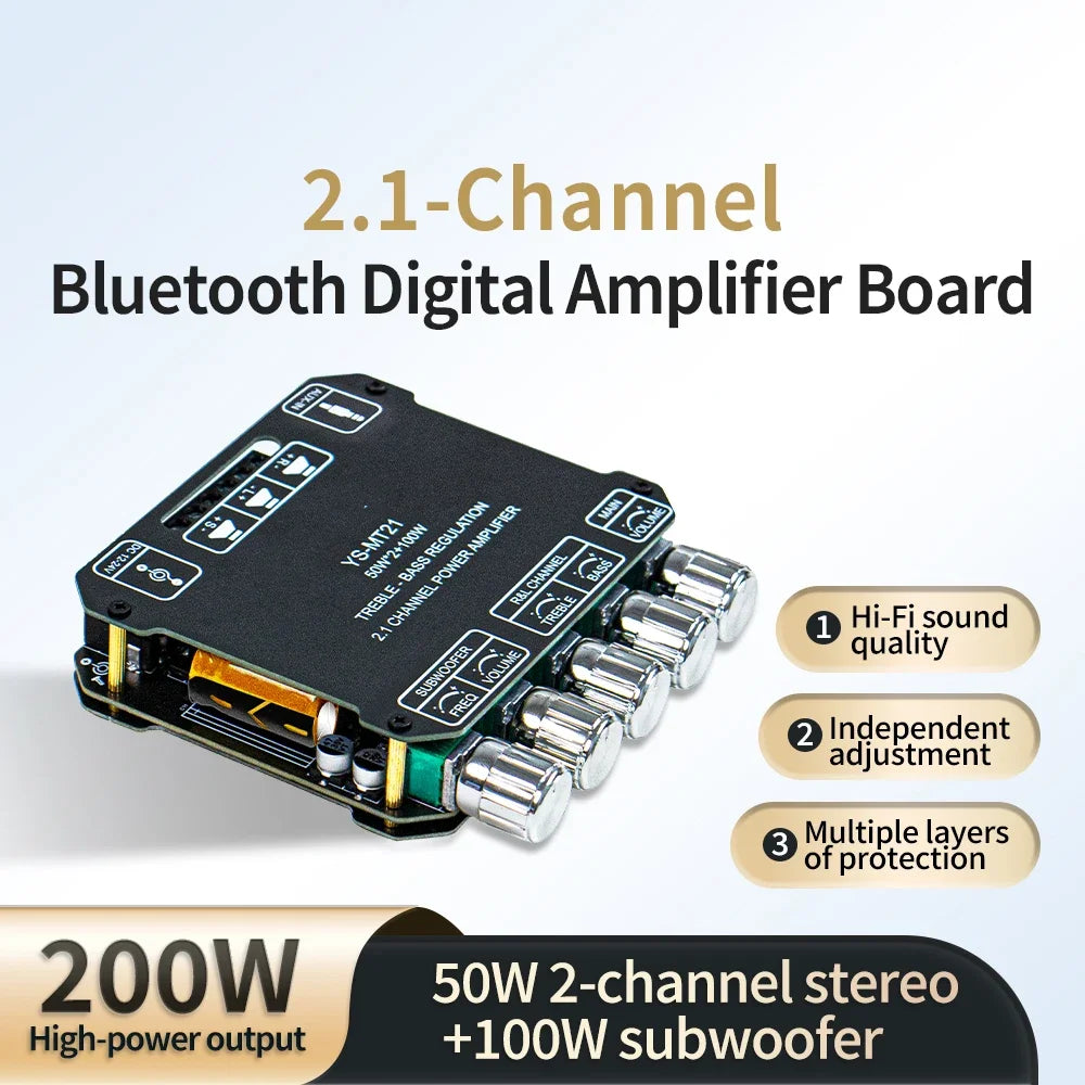 Bluetooth-compatible Amplifier Board YS-MT21 2 1 Channel 50Wx2+100W Zpaxo