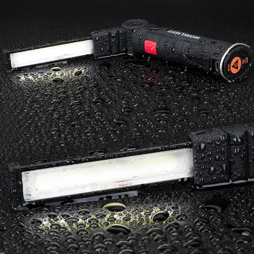COB LED Rechargeable Flashlight – Magnetic Work Light & Torch