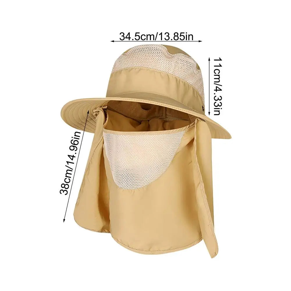 UPF 50+ Fishing Sun Hat – Face & Neck Flap UV Protection UV Protection Bucket Hat Zpaxo Khaki