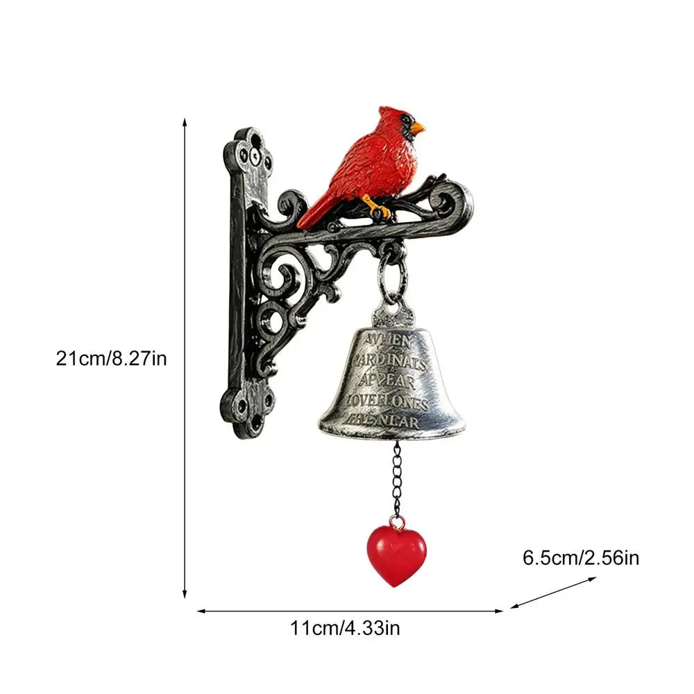 Outdoor Dinner Bell Wall Mounted Retro Decoration Red Cardinal Bird