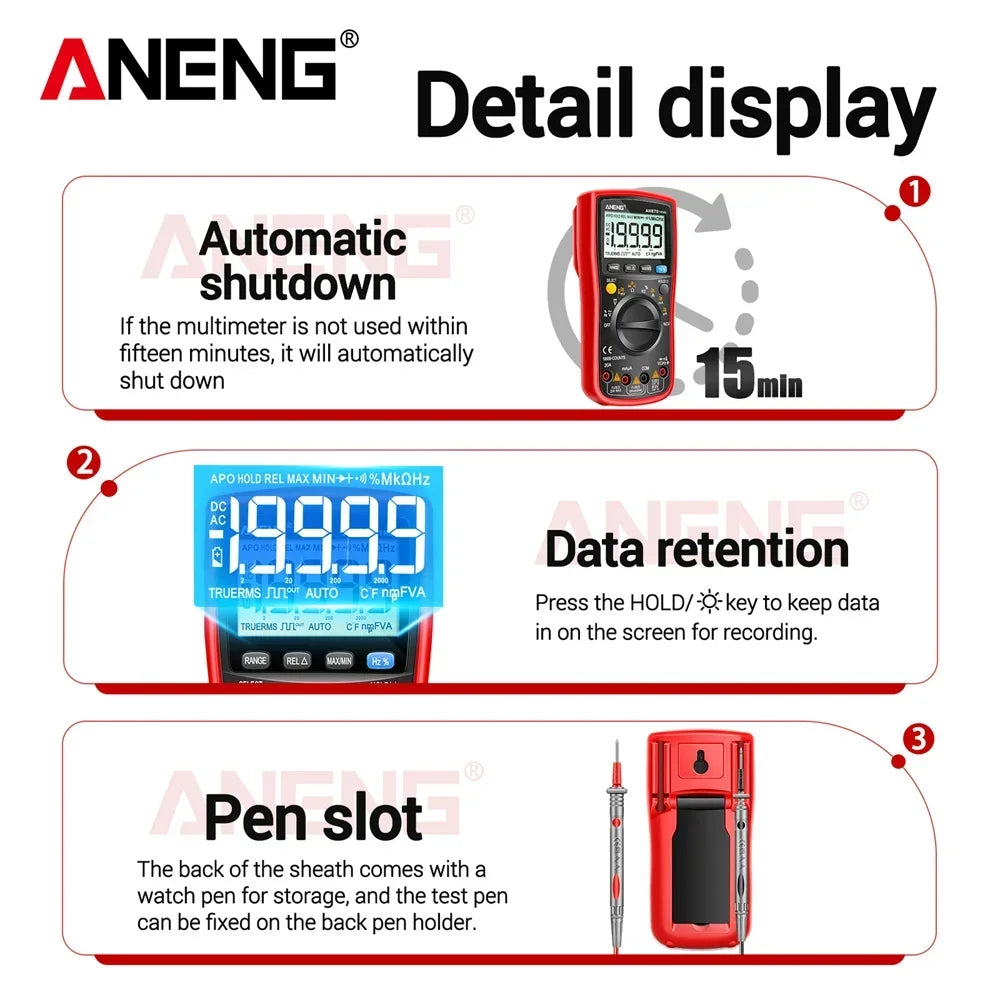 ANENG AN870 Smart Multimeter Current NCV Capacitance Resistance Ohm