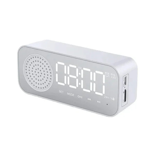 Bluetooth Wireless Audio Office Alarm Clock Mini LED Mirror Digital Zpaxo LA6074B