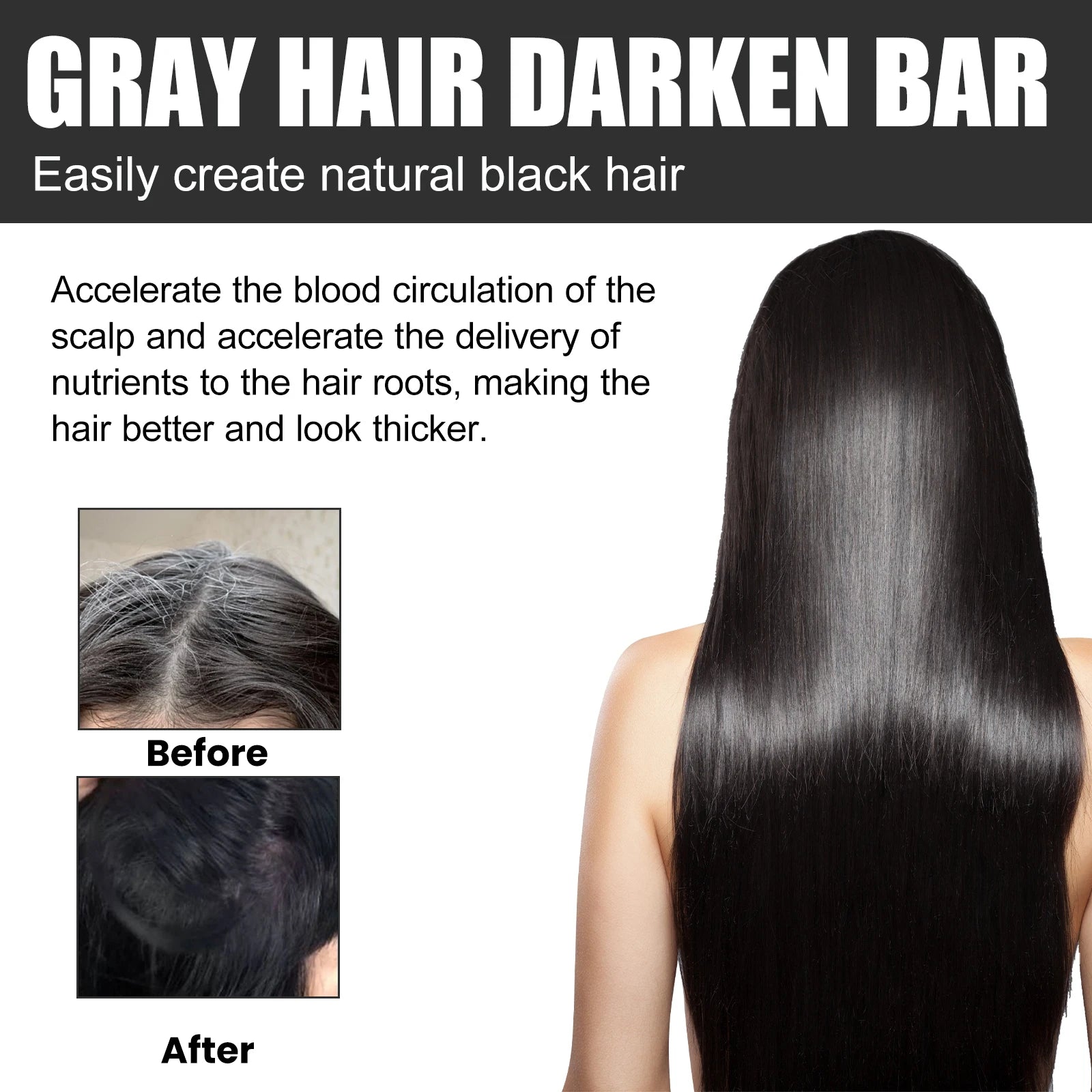 Ouhoe Black Hair Soap Natural Darkening Bar Hair Growth Stimulating Shampoo Bar For Gray Restoration Nourishing Scalp Care 55g Zpaxo
