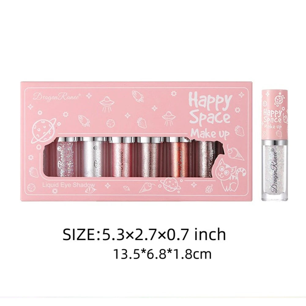 Liquid Eyeshadow Eight-Piece Set Box with Sparkling Fine Glitter, Shimmering Pearlescent Glitter, High-Gloss Brightening and Contouring Liquid Eyeshadow Zpaxo