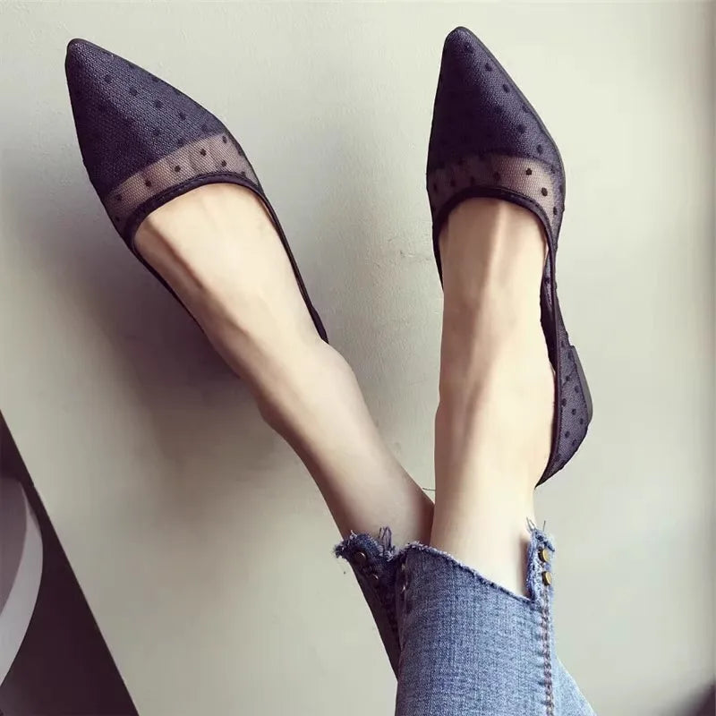 Flat Shoes for Women Spring Summer 2025 New Women's Shoes Mesh Pointed Toe Large Size Flat Bottom for Women Ladies Shoes Zpaxo
