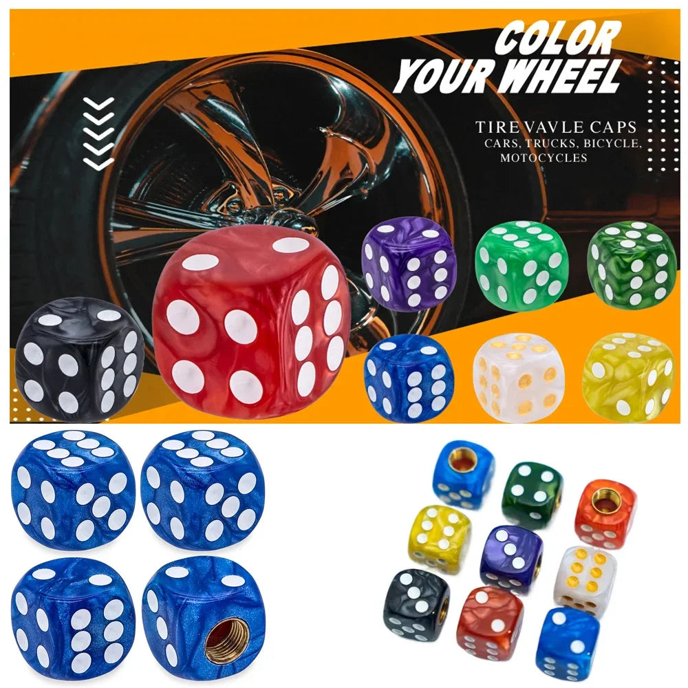 4-Pack Pearl Dice Tire Valve Stem Caps – Universal Fit