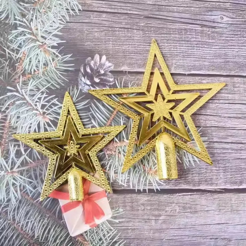 Plastic Christmas Tree Star Five-star Ornament Golden Pendant