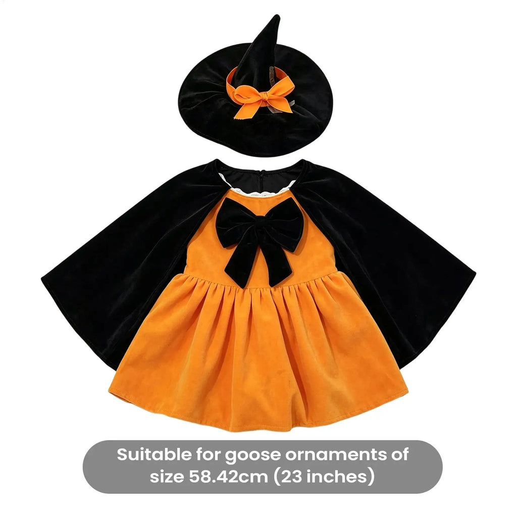 Halloween Goose Outfit Pumpkin Witch Hat Clothing Decor Porch Outfits