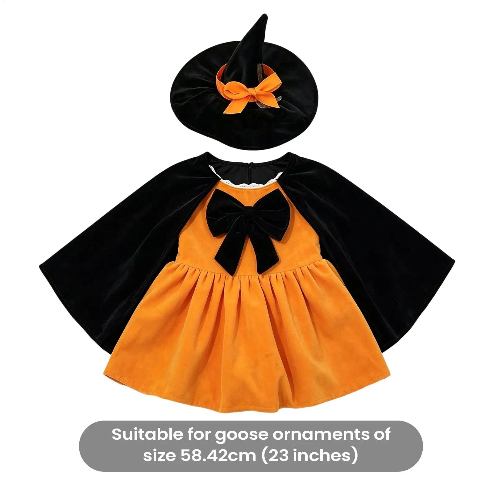 Halloween Goose Outfit Pumpkin Witch Hat Clothing Decor Porch Outfits