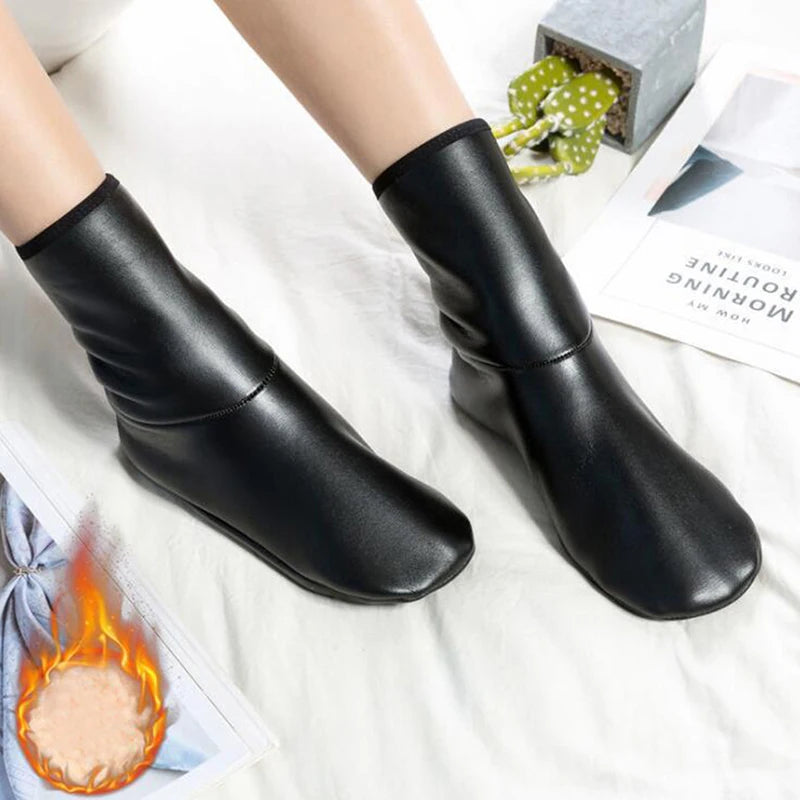 Unisex Winter Warm Leather Thermal Boot Slipper Indoor House Soft