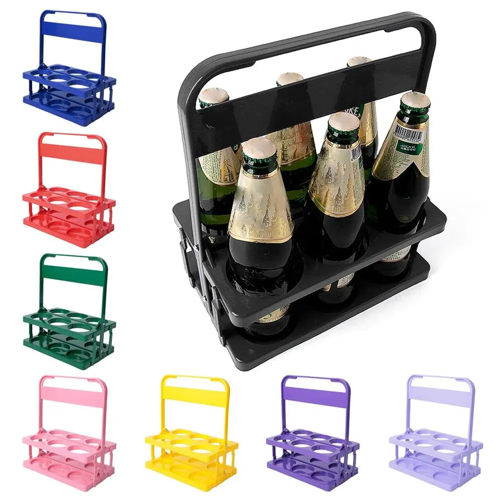 1Pcs 6 Hole Beer Bottle Carrier Cup Foldable Reusable Drink Holder Durable Cup Organizer Bar Beverage Display Wine Rack Zpaxo