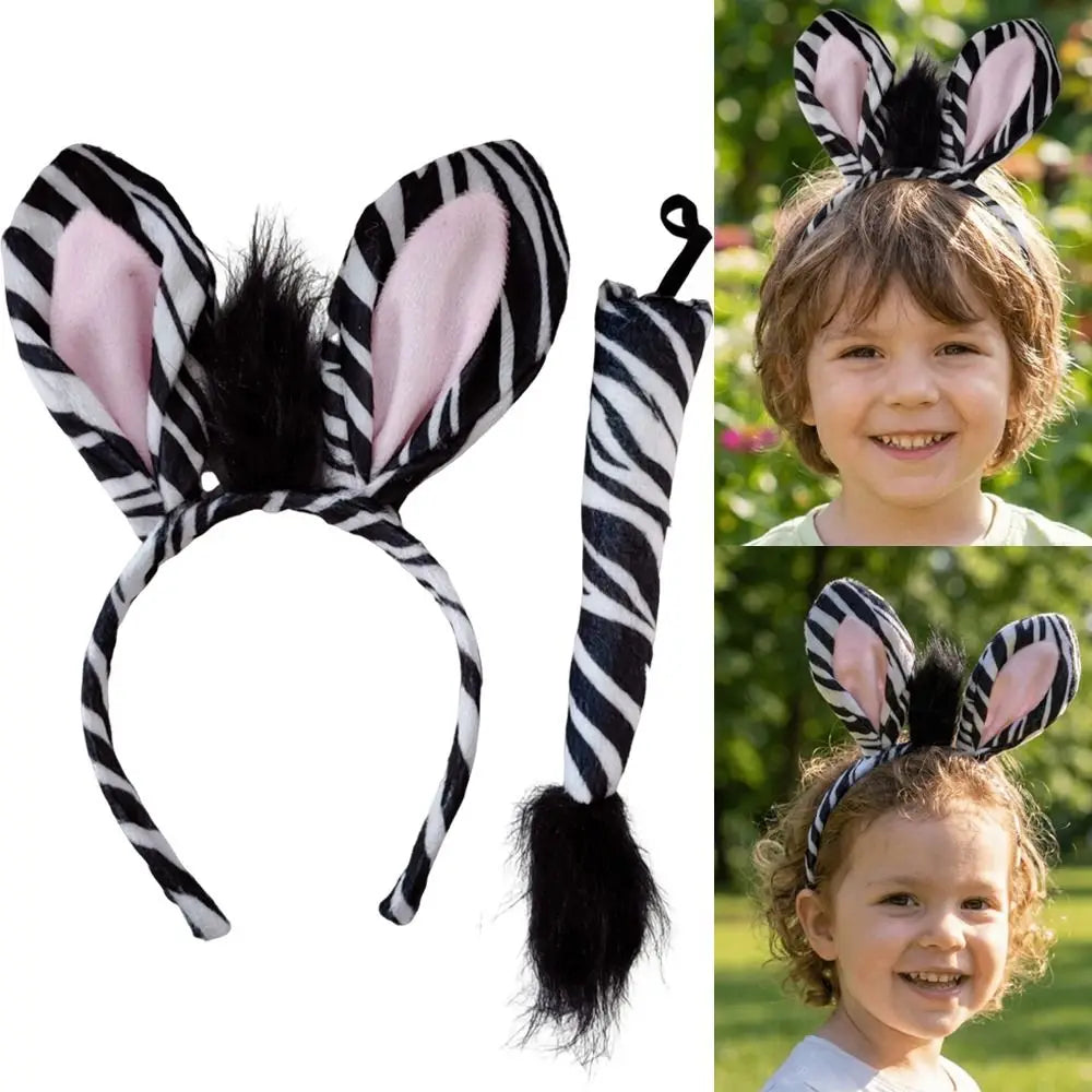Cute Zebra Headband Set Funny Unique Animal Costume Props Performance Props Kids Wearable Kids Animal Headband Birthday Party Zpaxo