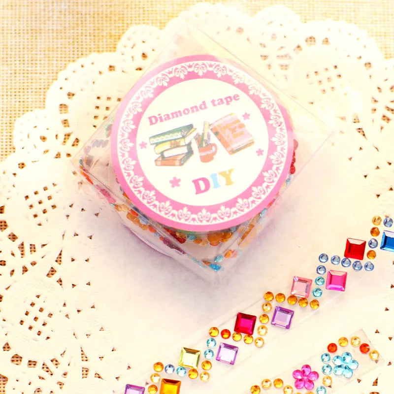 Self Adhesive Acrylic Crystal Rhinestone Diamond Stickers Tape Roll for Kids Handmade DIY Materials Album Notebook Decoration Zpaxo