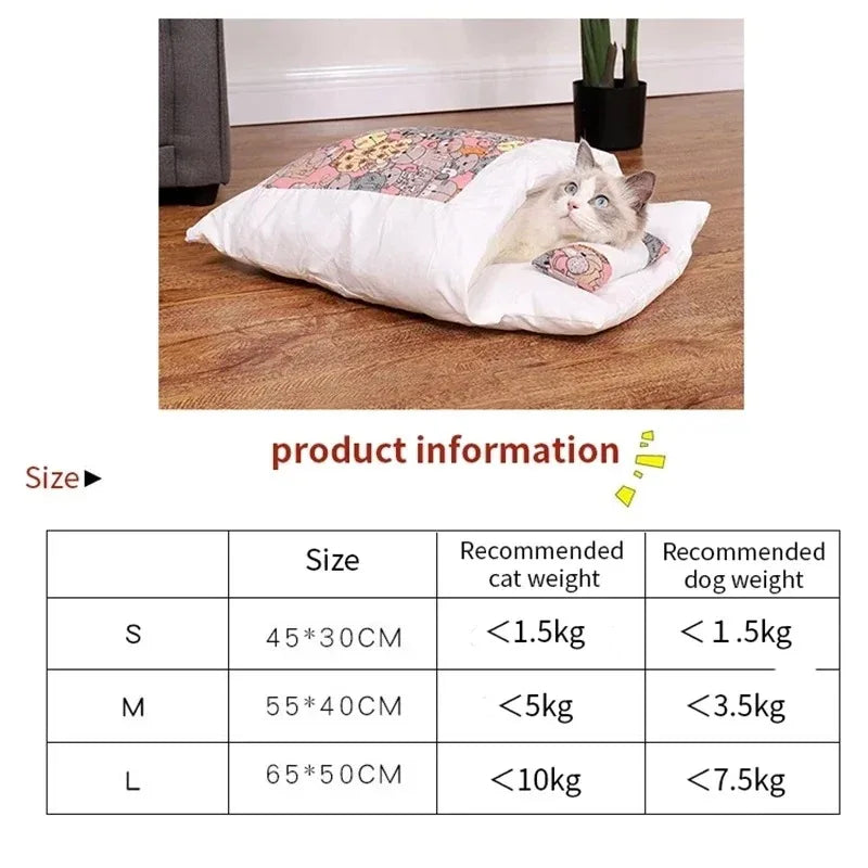 Kawaii Removable Cats Bed House Home Supplies Products for Adult Cats Large Pet Dog Bed Cat's House Cave Comfortable Food Cute Zpaxo