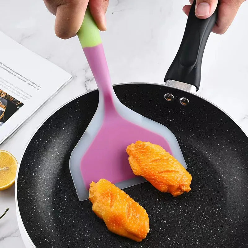 1PCS Random Color Silicone Kitchen Ware Cooking Utensils Spatula Beef Meat Egg Kitchen Scraper Wide Pizza Cooking Tools Shovel Zpaxo