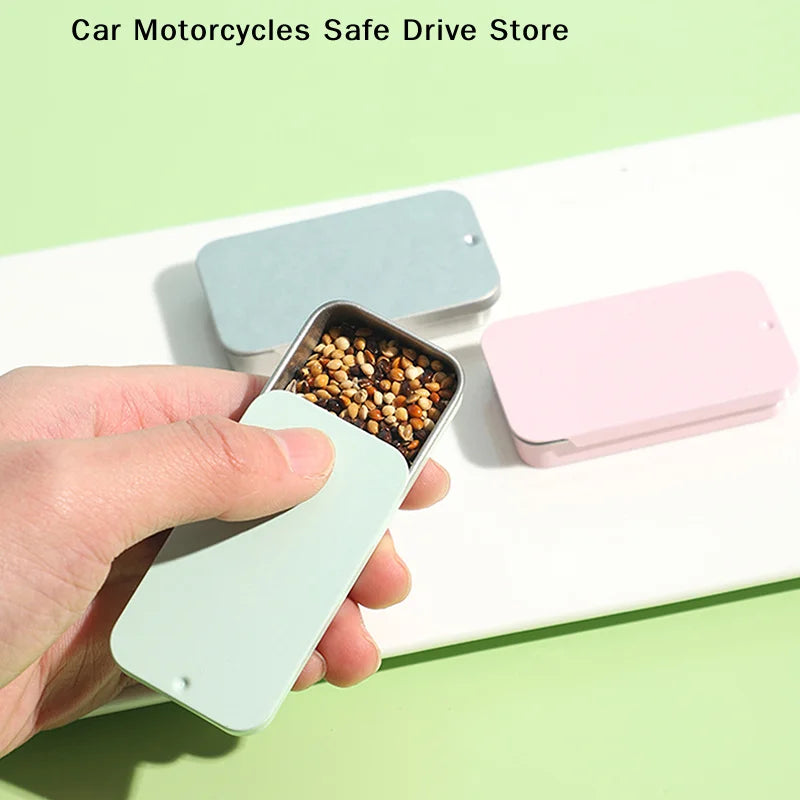 CMTinplate Box Slide Lid Push Pull Drawer Balm Portable Mini