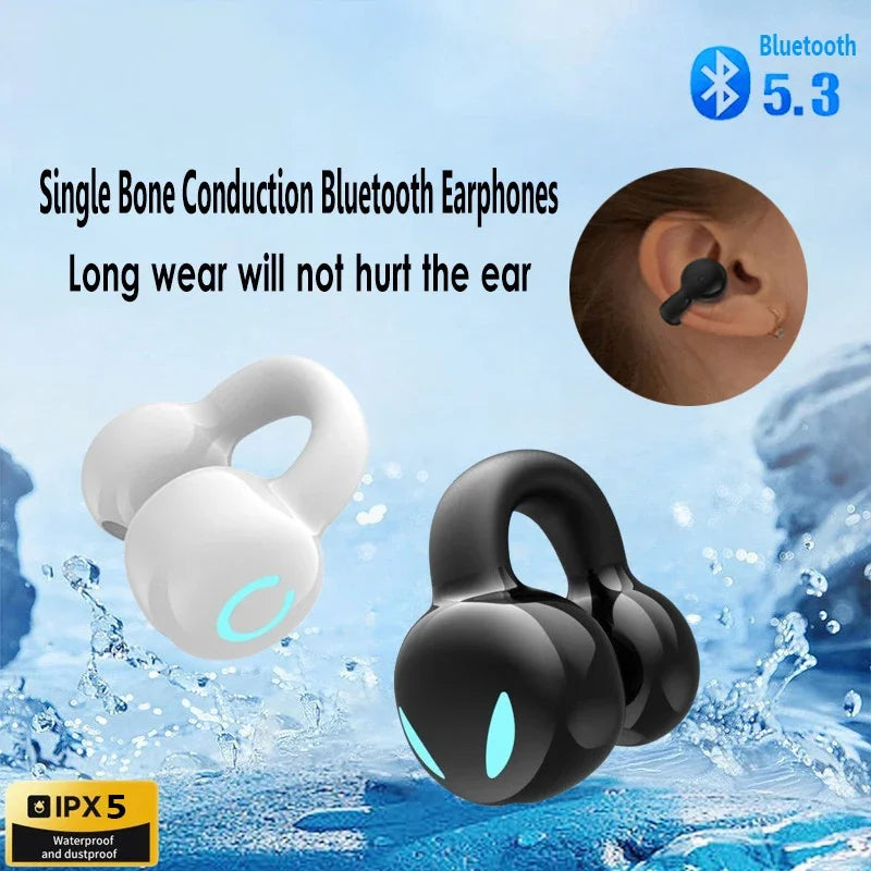 Wireless Bluetooth Earphone Single Ear Bone Conduction Earphones Clip