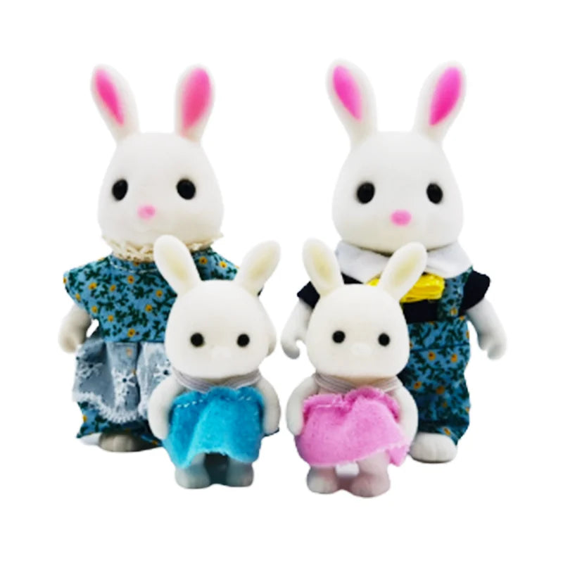 Dollhouse Furniture Bedroom Toy Simulation Forest Rabbit Family Doll Zpaxo White Rabbit Family