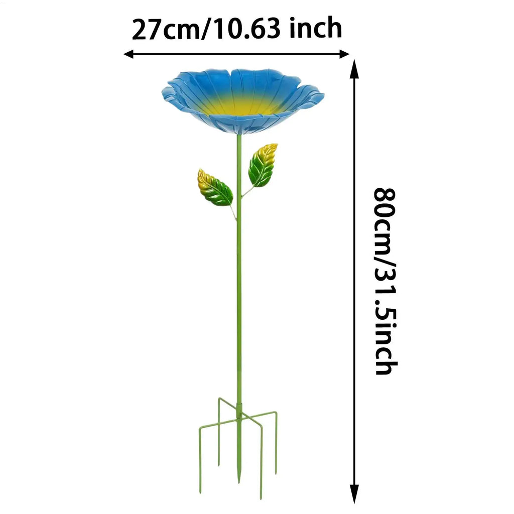 Bee Bath Metal Garden Stake Water Feeder Birds Butterflies Large