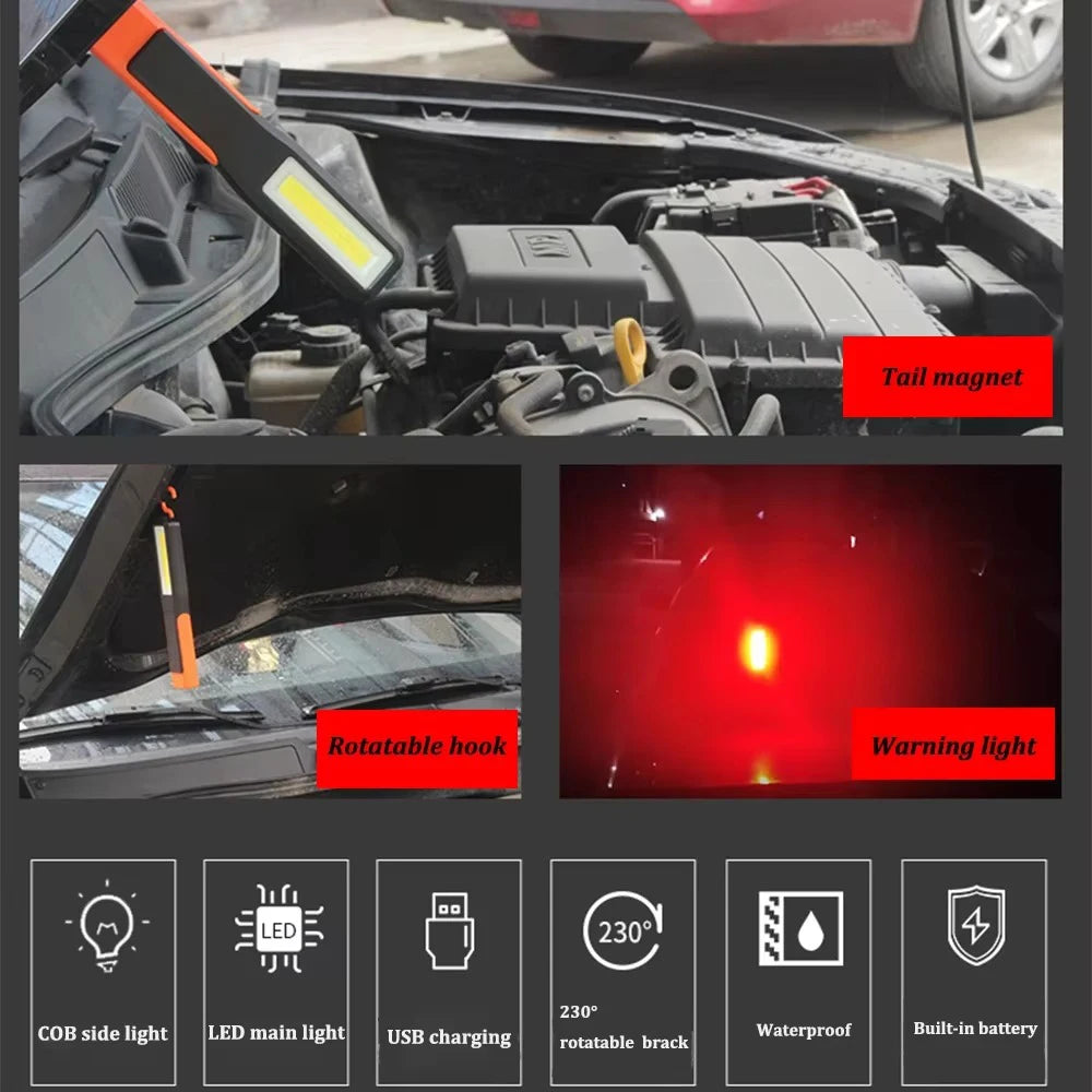COB LED Magnetic Work Light – USB Rechargeable Flashlight Lantern LED Work Light Zpaxo