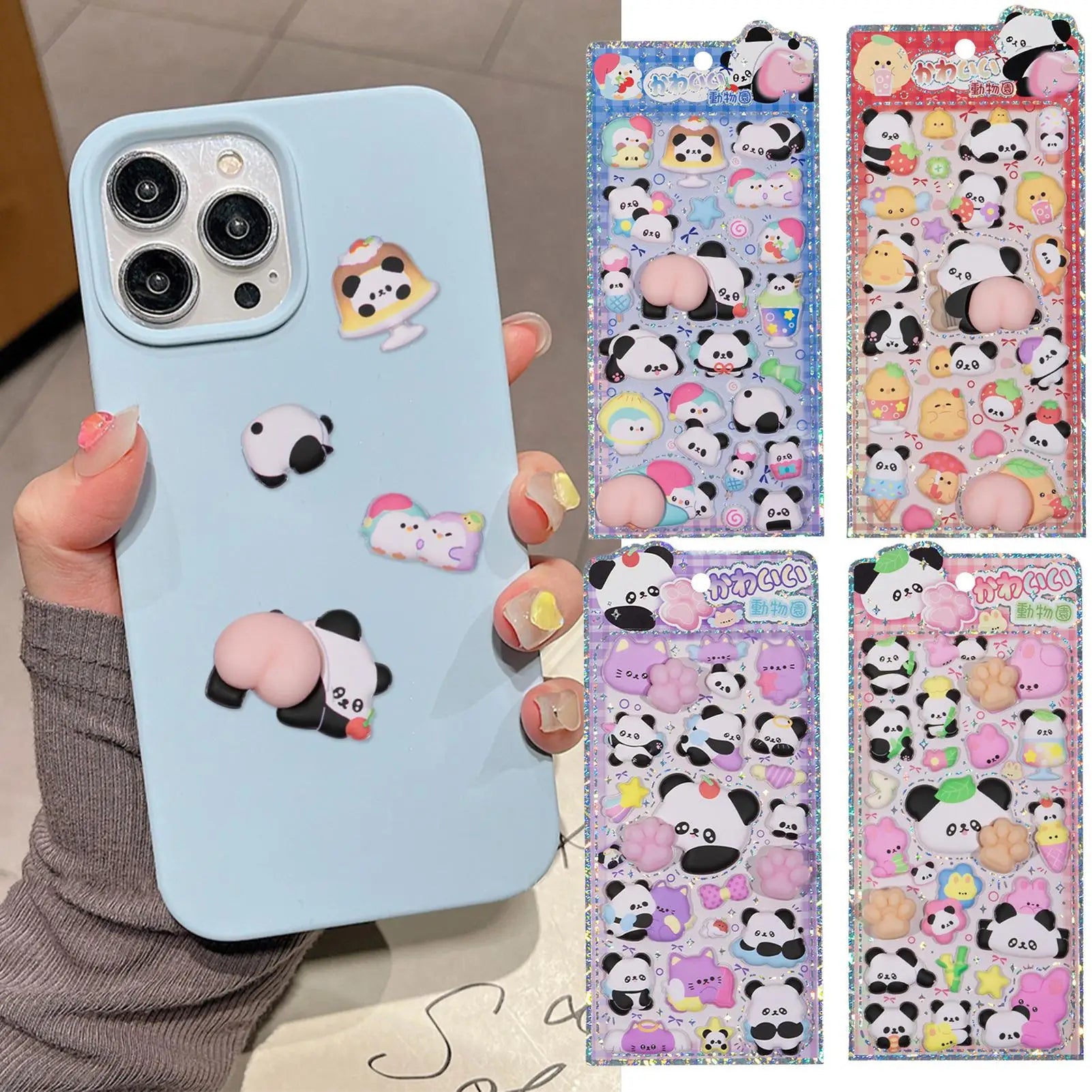Kids 3D Stickers Aesthetic Panda Decorative Stickers Animal Decals for Phone Case Scrapbooking Notebook Laptop Craft Kids Boys Zpaxo