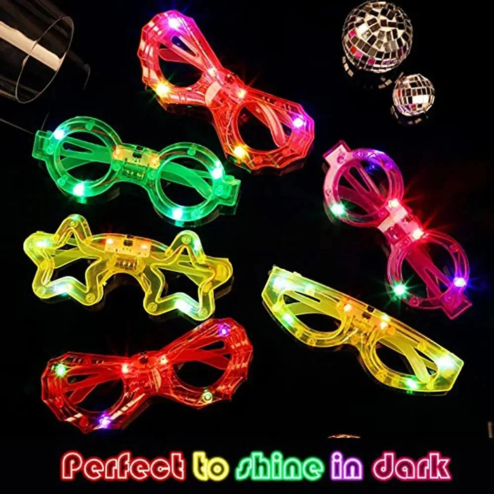 LED Flashing Multi Party Star Glasses Neon Light Up Sunglasses