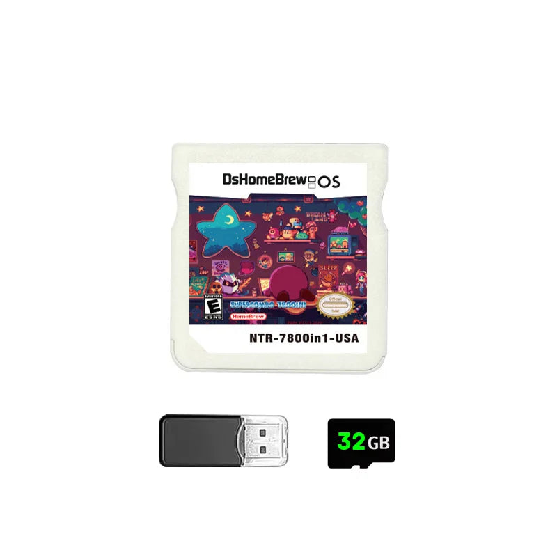 7800 in 1 New DS Vedio Game Card with 32GB TF Card for DS 3DS NDSL NDSi 2DS Console Flash Card Adapter Memory Burning Game Card Zpaxo 7800 White 04 32GB