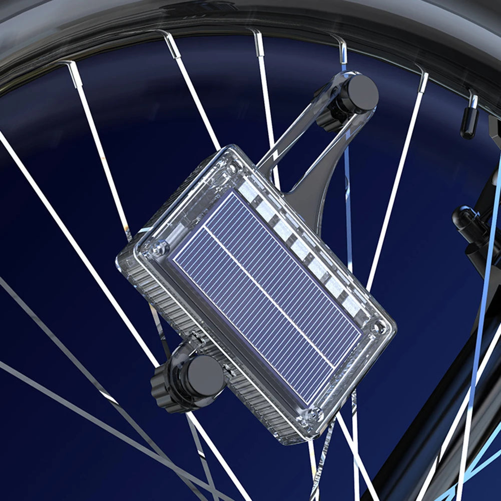 Solar LED Bike Tire Safety Light USB Rechargeable Bicycle Rim Decor
