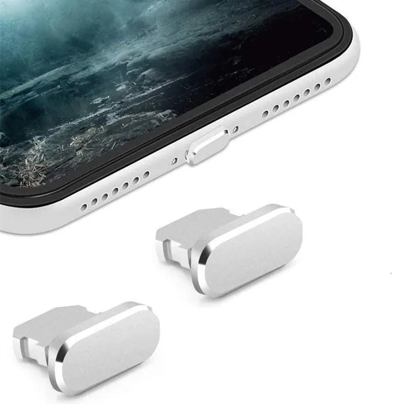 2-10PCS Aluminum Alloy Anti Dust Plug for IPhone 14 13 12 11 Pro Max 8 Plus IPad AirPods Apple Series Lightning 8-pin Port Cover Zpaxo Silvery 6PCS