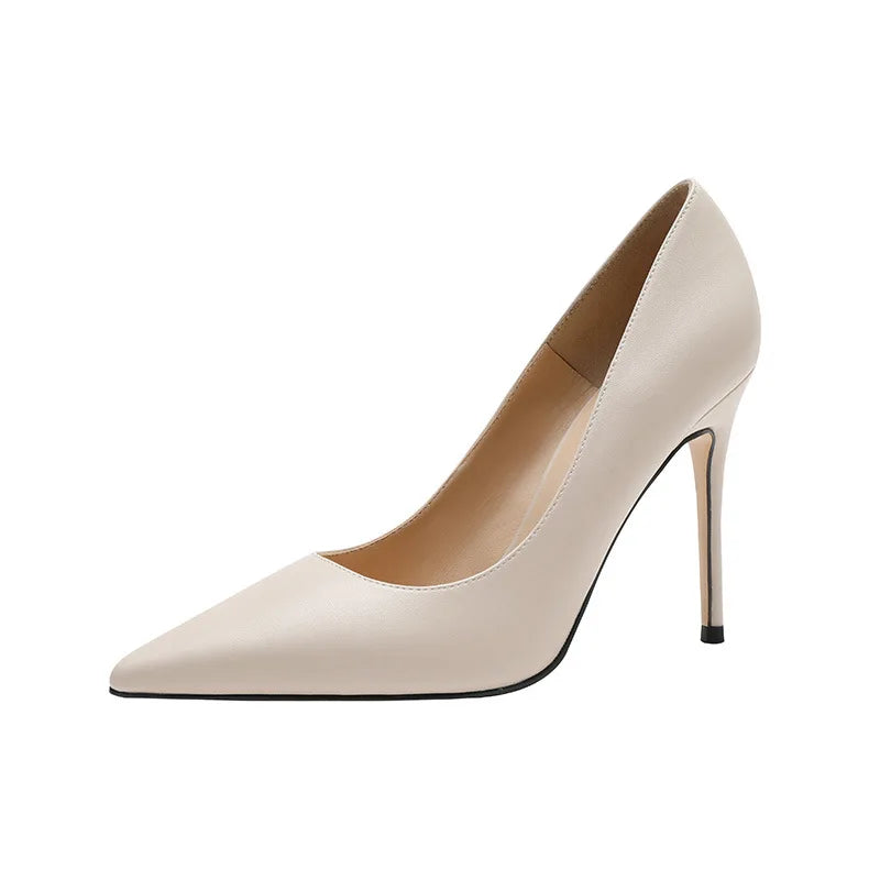 Spring Party Wedding Woman Heels Leather Pointed Toe Mature Office Zpaxo