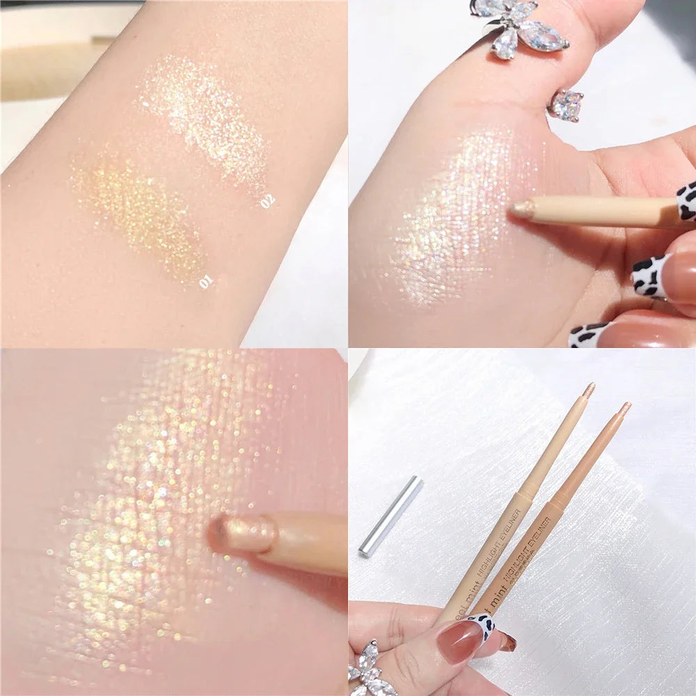 Sweet Mint Lying Silkworm Pencil Galaxy Glitter Eyeshadow Pen Long-lasting Waterproof Shiny Eyeliner Outline Pen Stick Makeup Zpaxo