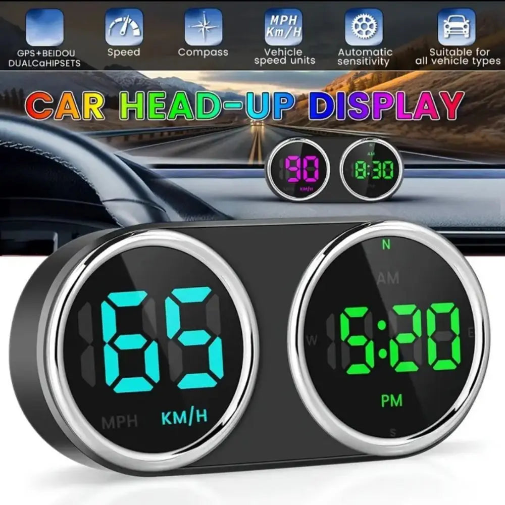 7 Color Switching GPS Car Digital Speedometer 2in1 Plug&Play HUD Car Head Up Display Universal with KMH MPH Dispaly Zpaxo