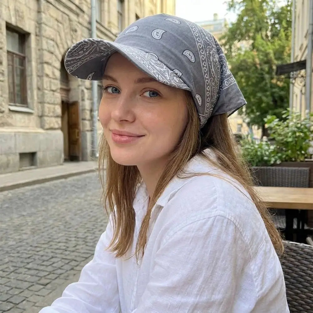New Wide Brim Baseball Caps Head Scarf Lightweight Breathable Sun Visor Turban Pre-Tied Bandana Scarf Cap Women Outdoor Zpaxo