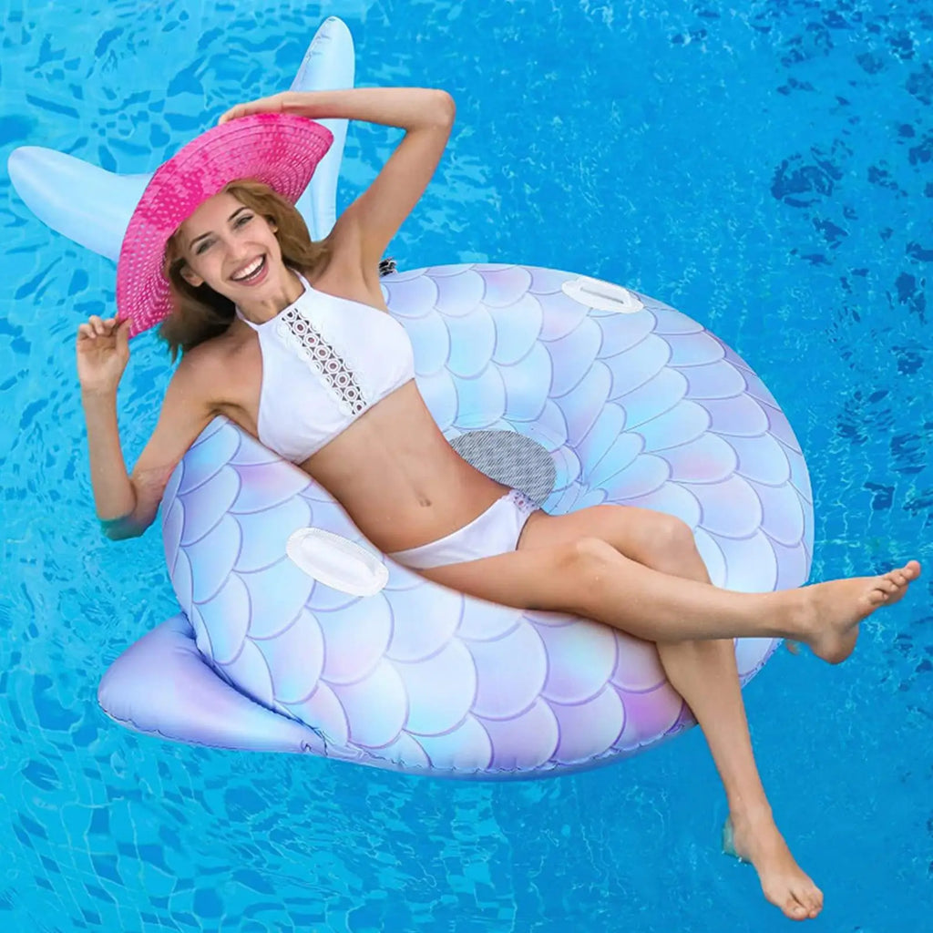 Inflatable Pool Float Mermaid Tail Chair Portable Kids Adults Lounge