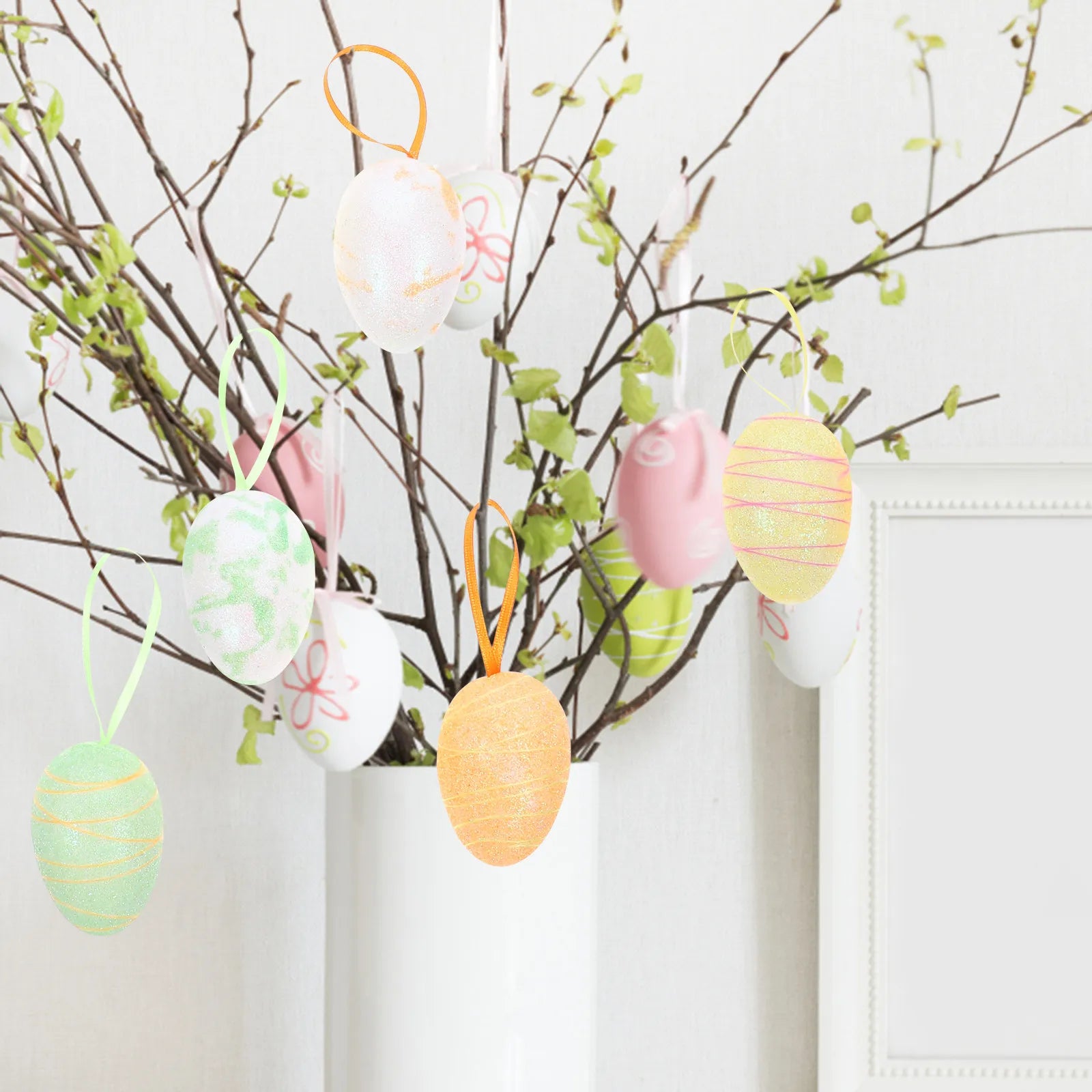 Easter Egg Ornaments Hand-painted Decorative Hanging Eggs Tree Decor