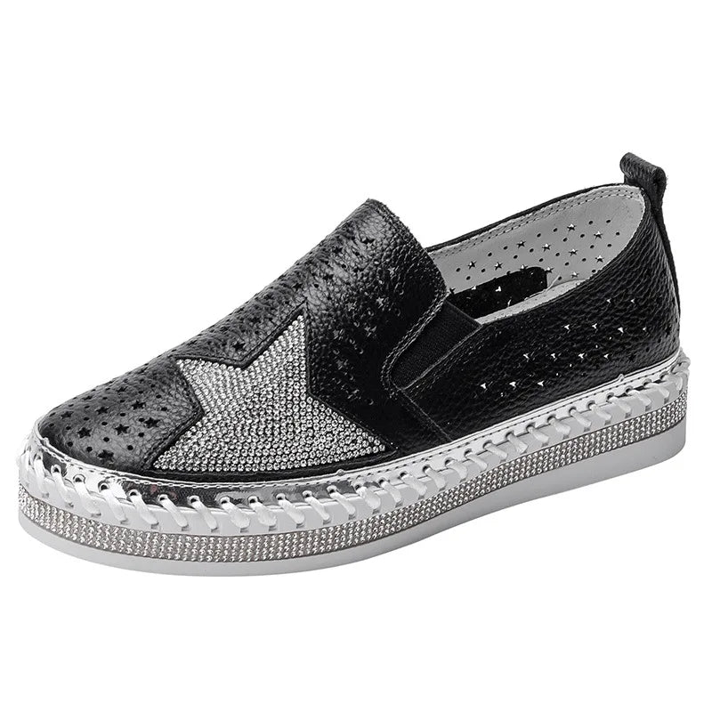 Winter Shoes women flat moccasins mixed colors bling crystal loafer slip-on embroider platform espadrilles new ladies shoes Zpaxo 15 40