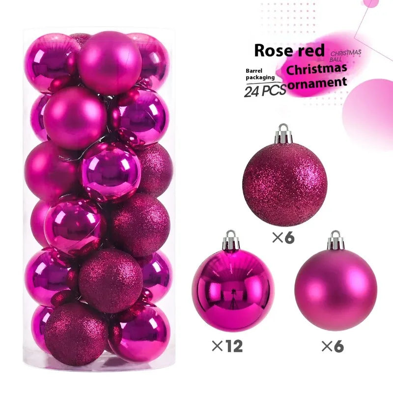 Hot 24Pcs 3/4/6cm Christmas Tree Balls Multicolor Xmas Ball Decorations Glitter Christmas Baubles Ornament Ball Party Home Decor Zpaxo