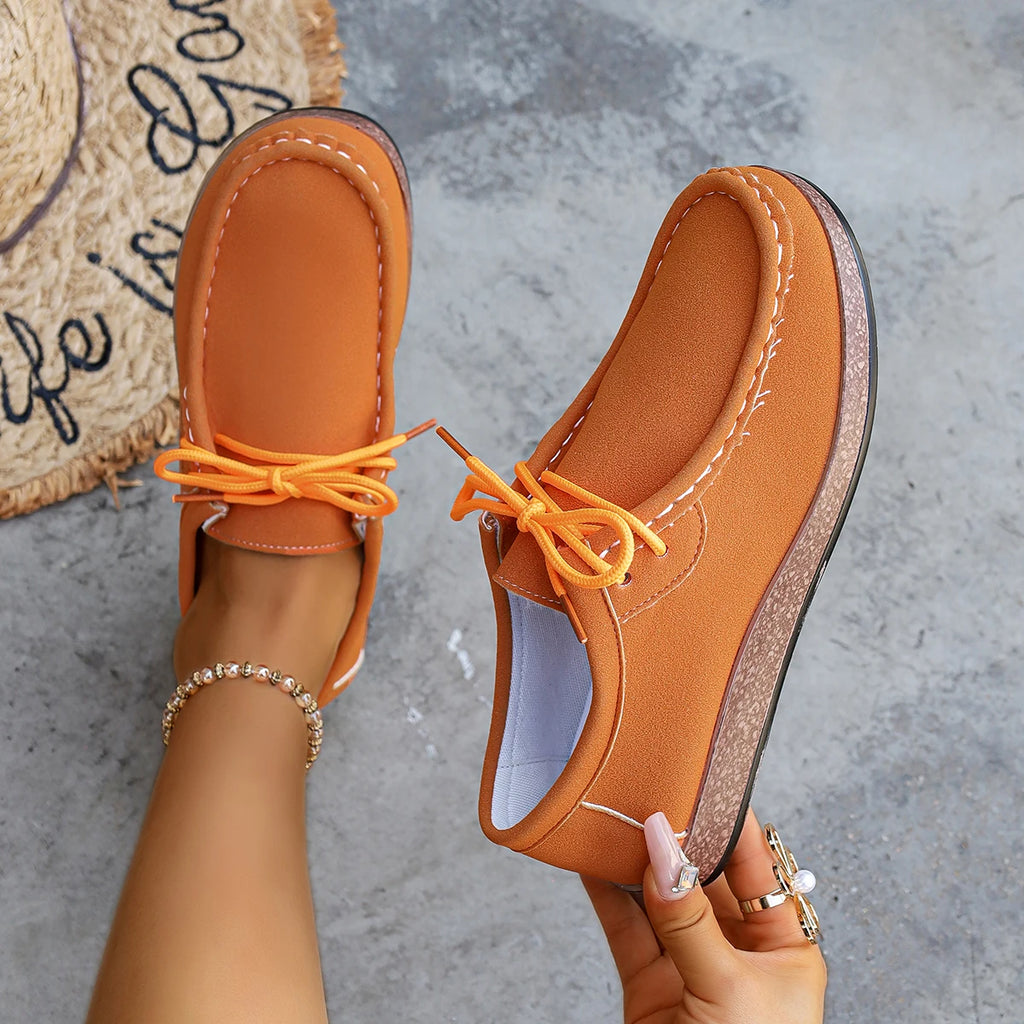 Plus Size Women Loafers Trend Casual Soft Sole Shoes Comfortable Spring 2025 New Style Sneakers Women Anti-Slip Flat Shoes Women Zpaxo Orange red 43