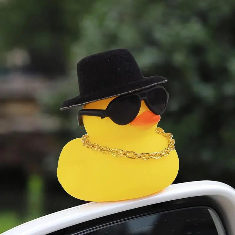 Cycling Accessories Bicycle Bell Duck Rubber Cute Duck Gold Chain Toy Cool Glasses Duck Motorcycle Riding Car Dashboard Decor Zpaxo