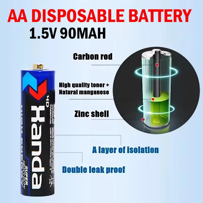 60PCS 1.5V AA Disposable Battery 90mAh Carbon Zinc Manganese Dry Batteries for Led Light Toy Mp3 Camera Flash Shaver CD Player Zpaxo