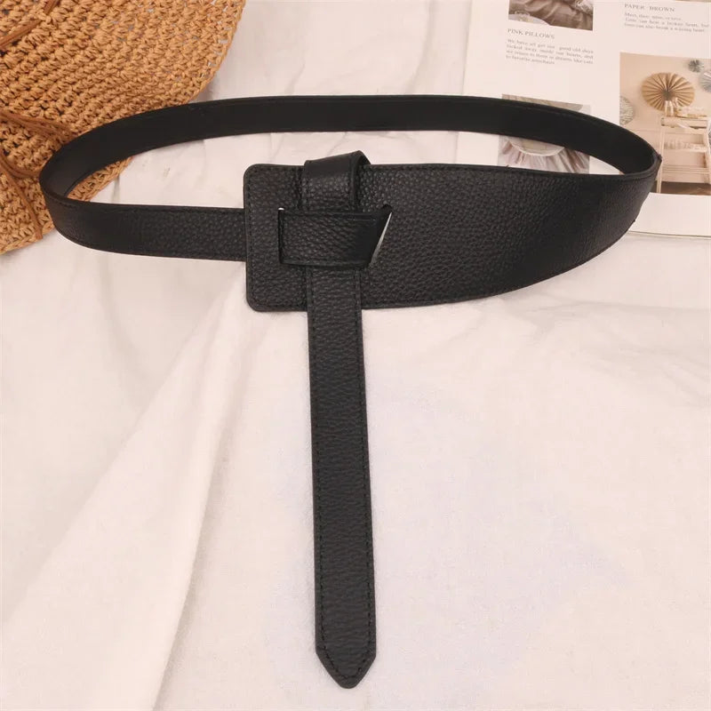 Women's Wide Faux Leather Knot Waistband Belt – Corset Cummerbund Women's Fashion Belt Zpaxo