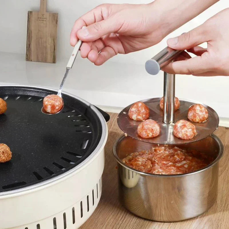 6/12 Hole Manual Meatball Machine Multifunctional Stainless Steel Meat Maker Home Kitchen Meatball Mold Meatball Making Set Zpaxo