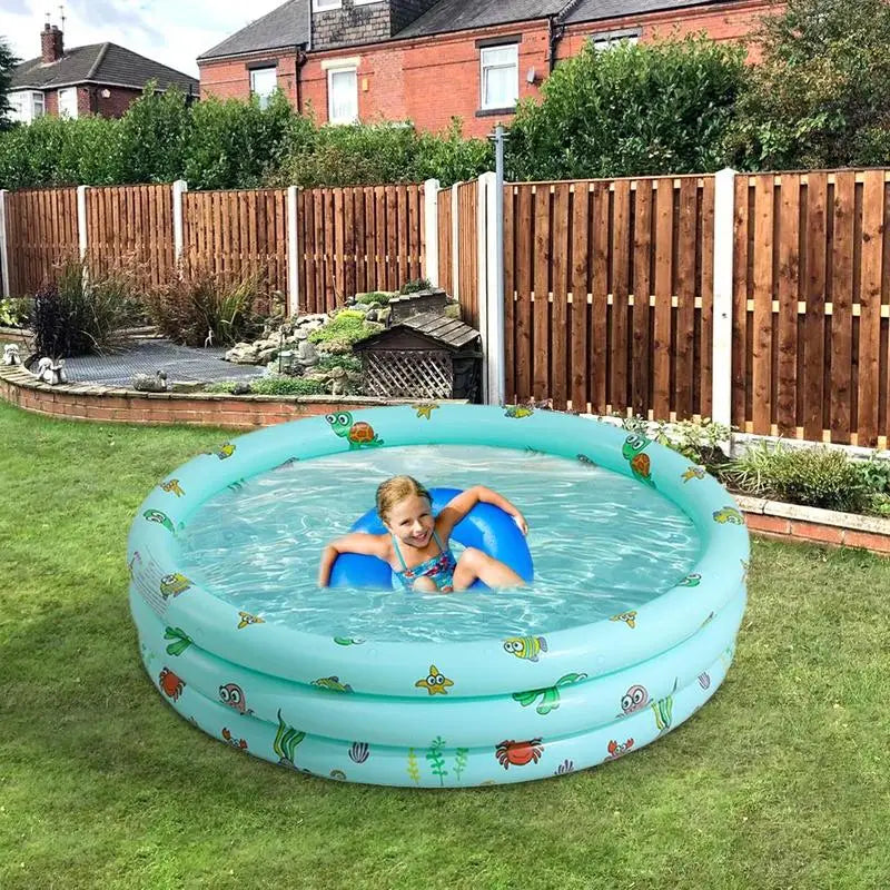 Kiddie Swimming Pool Family Fun Lounge Pool For Kids And Adults 3 Rings Foldable Blow Up Paddling Center For Gardens Backyards Zpaxo