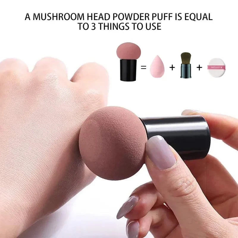 Mushroom Head Makeup Sponge – Wet & Dry Powder Puff with Handle